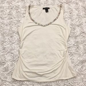 White House Black Market White Embellished Tank